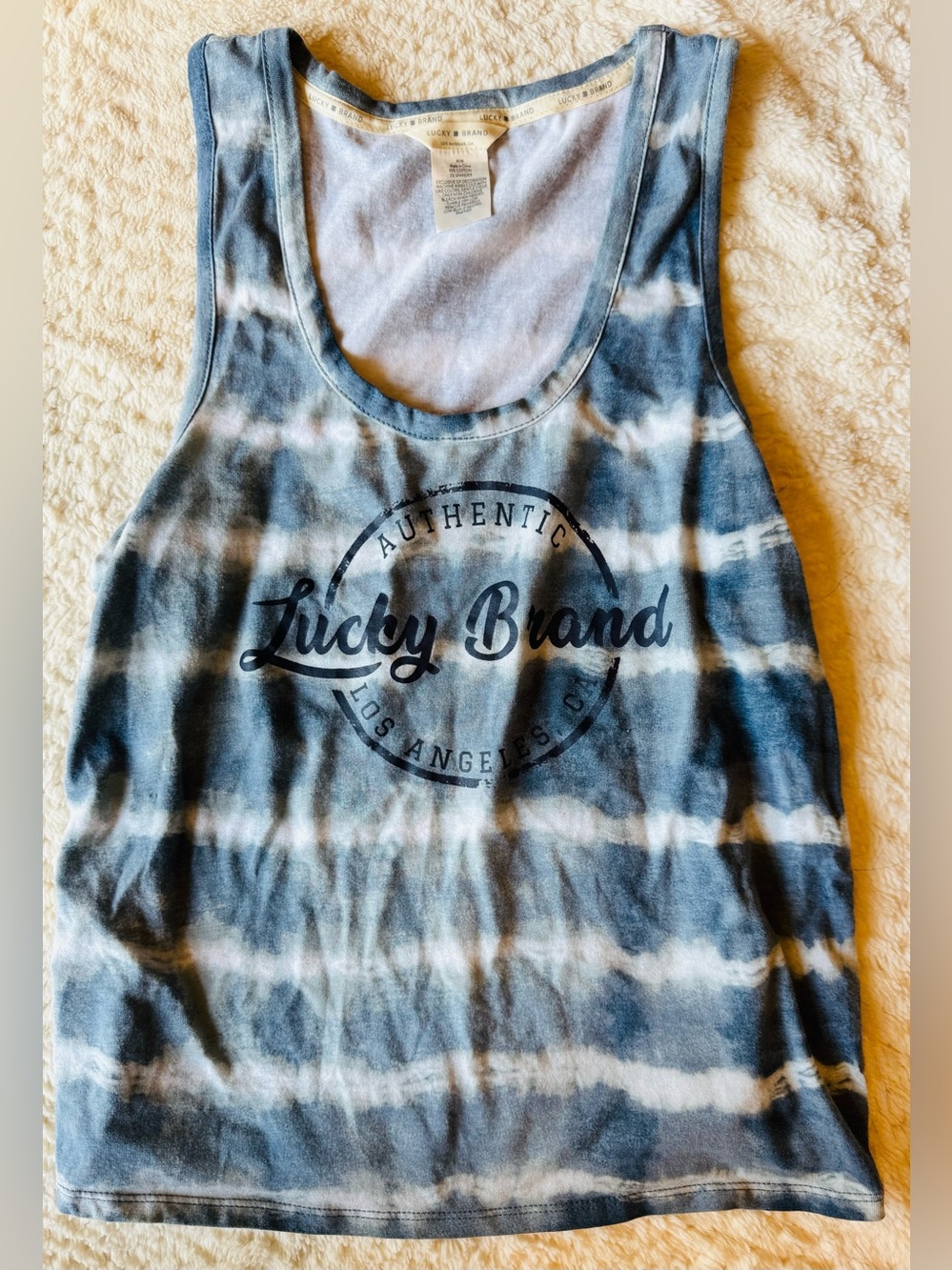 Lucky Brand Blue and White Tie-Dye Tank Top